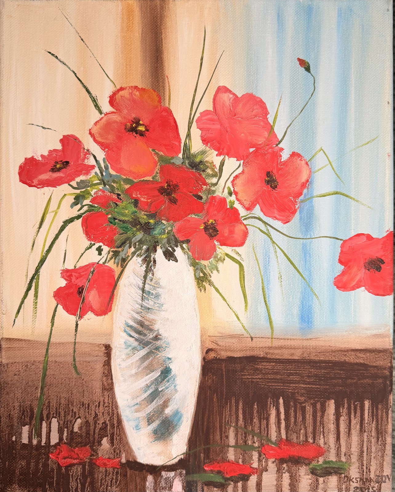 Red Poppies — floral still life painting by Calgary artist Vlady Zinkovska